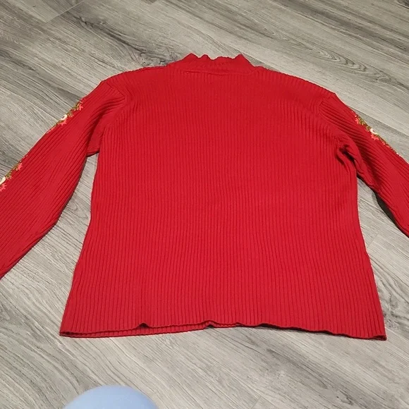 Vintage St Johns Bay Mockneck Red Embroidered Chinky Knit - Picture 7 of 7